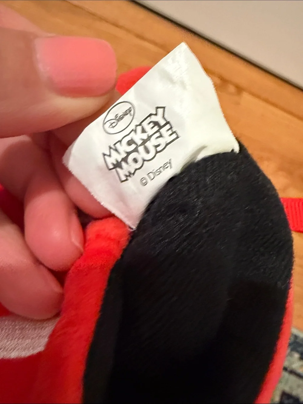 Disney Red and Black Mickey Mouse Plush Baby Slippers